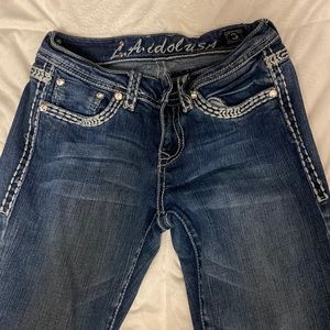dark blue bootcut jeans